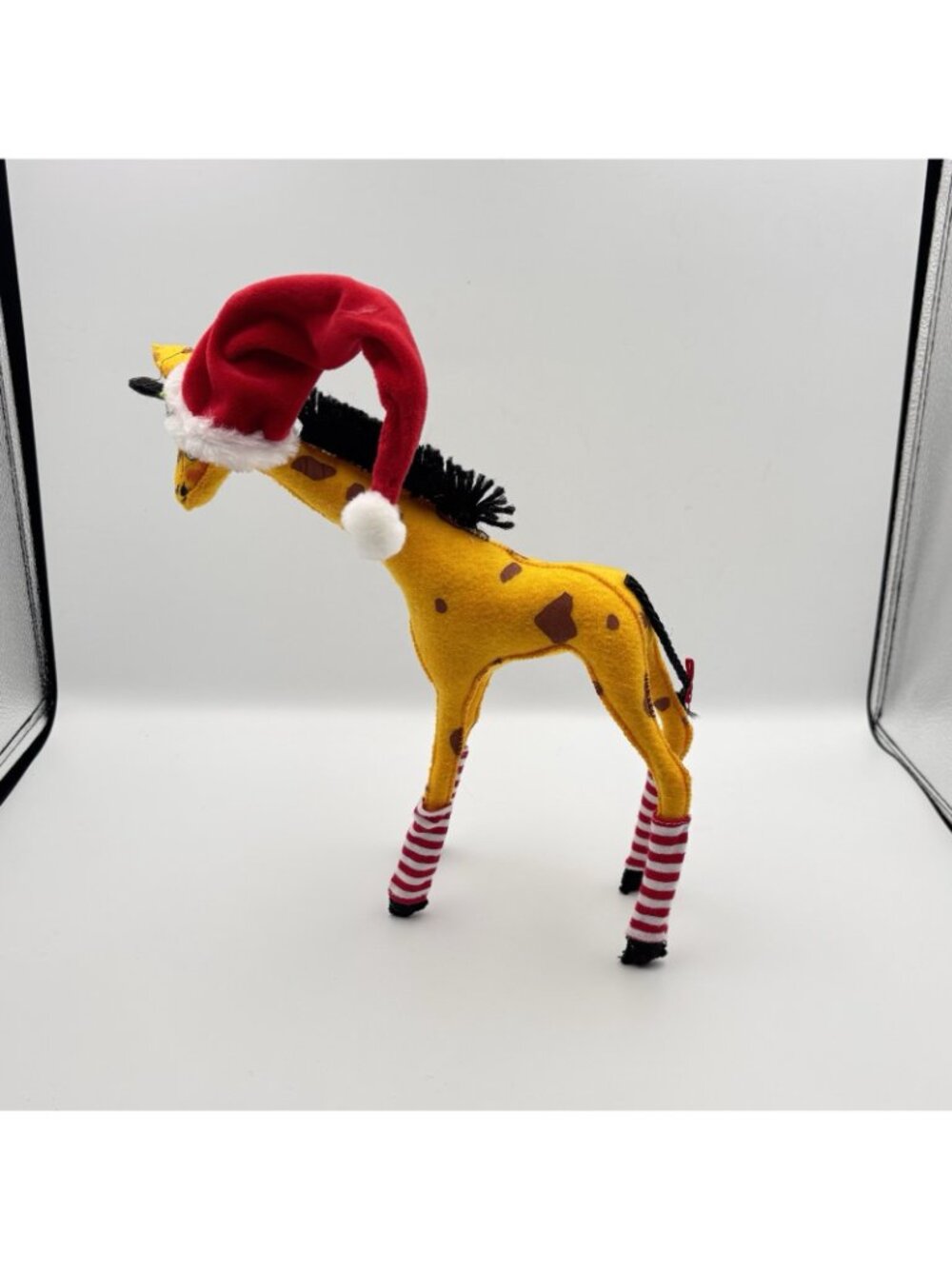 2010 Annalee Christmas Giraffe Santa Hat Peppermint Stripe Stockings Socks 12” - Picture 6 of 15